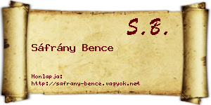 Sáfrány Bence névjegykártya